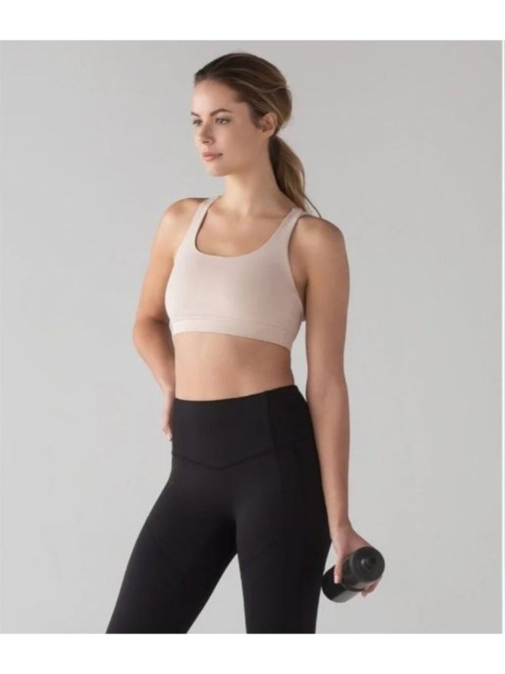 Lululemon Energy Bra in color Naked Beige Cream Pink Size 6